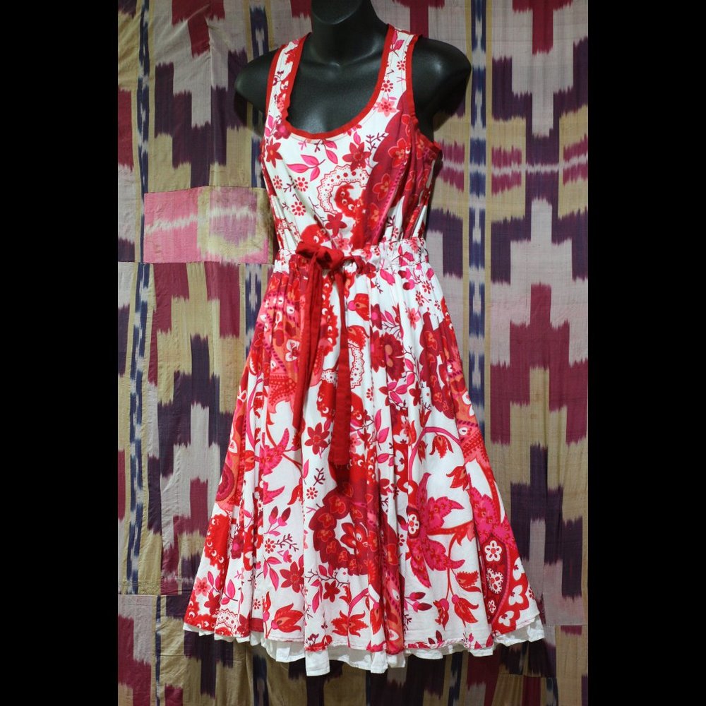 ZARA Red and White Floral Midi Dress